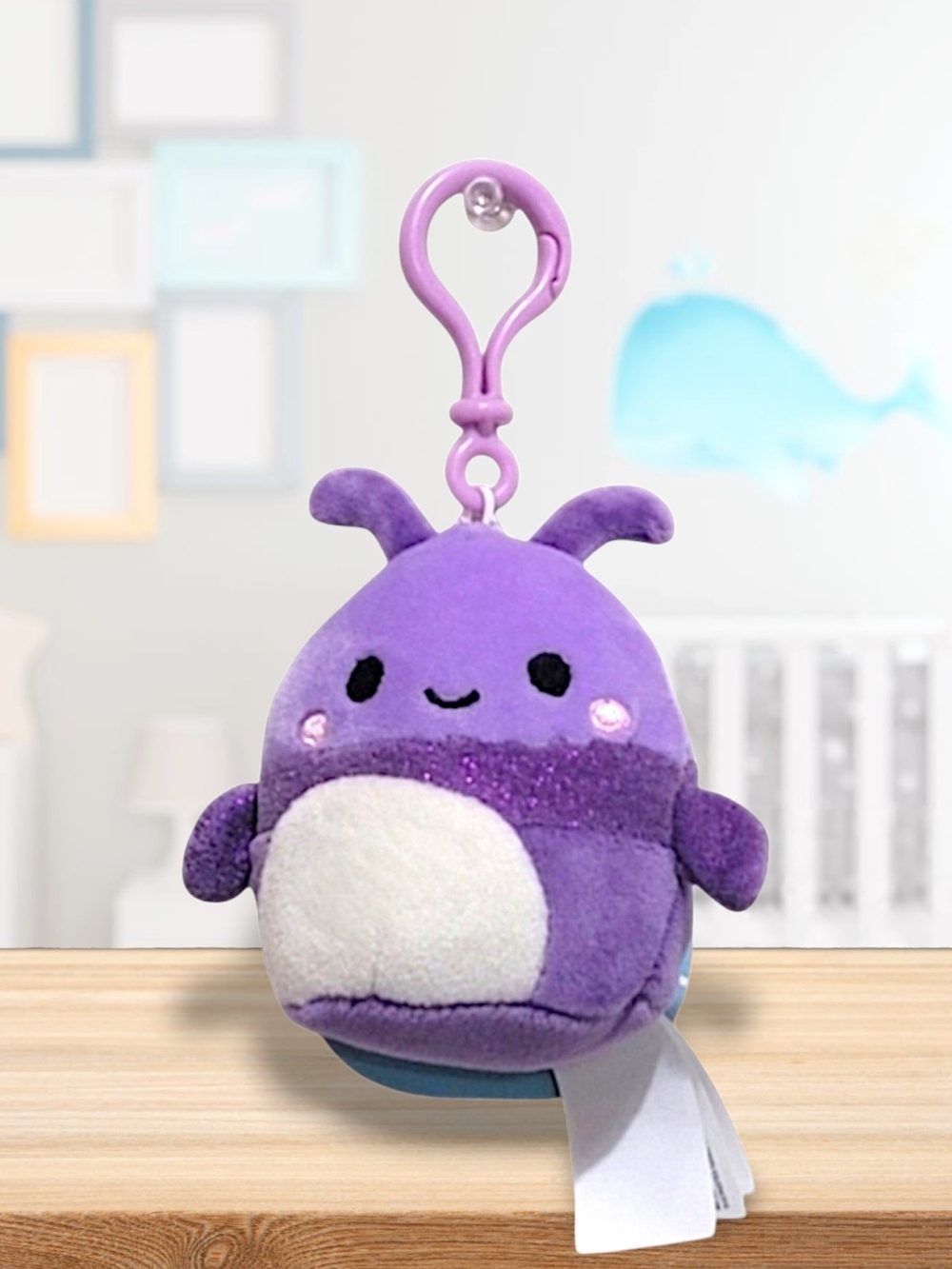 Squishmallows Bag Clip Axel Beetle Purple Plush Toy Keychain
